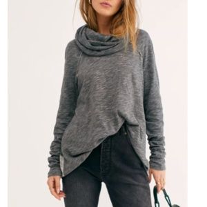 Free People Cocoon Cowl Neck Top in Charcoal